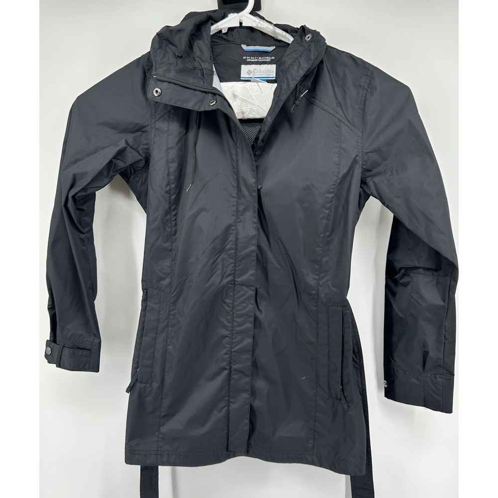 Columbia Waterproof Rain Jackets Adjustable Belt And Hood Black Women's Medium